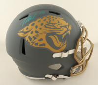 Travis Hunter Signed Jaguars Full-Size Slate Alternate Speed Helmet (Beckett) at PristineAuction.com