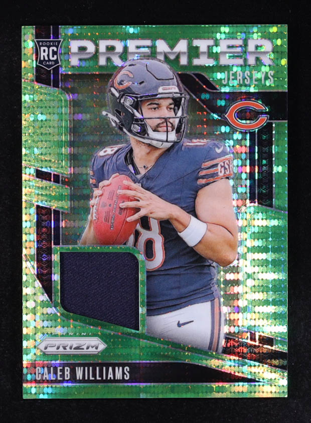 Caleb Williams 2024 Panini Prizm Premier Jerseys Neon Green Pulsar #PJ-CWS RC at PristineAuction.com Caleb Williams 2024 Panini Prizm Premier Jerseys Neon Green Pulsar #PJ-CWS RC at PristineAuction.com