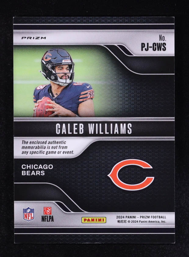 Caleb Williams 2024 Panini Prizm Premier Jerseys Neon Green Pulsar #PJ-CWS RC at PristineAuction.com Caleb Williams 2024 Panini Prizm Premier Jerseys Neon Green Pulsar #PJ-CWS RC at PristineAuction.com