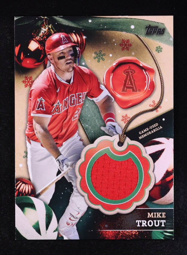 Mike Trout 2024 Topps Holiday Mega Mem #RC-MT at PristineAuction.com Mike Trout 2024 Topps Holiday Mega Mem #RC-MT at PristineAuction.com