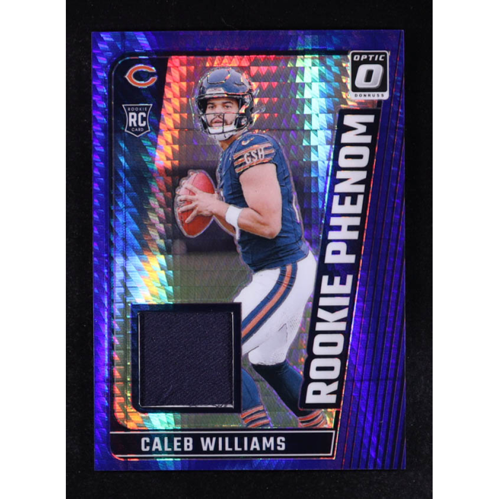 Caleb Williams 2024 Panini Donruss Optic Rookie Phenom Blue Hyper Jersey Patch #RPB-CWS RC at PristineAuction.com