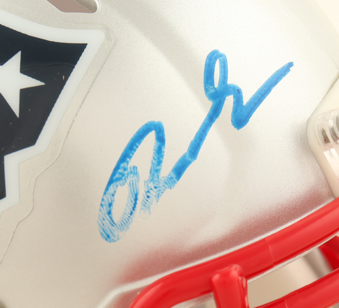 Rhamondre Stevenson Signed Patriots Speed Mini Helmet (JSA) at PristineAuction.com Rhamondre Stevenson Signed Patriots Speed Mini Helmet (JSA) at PristineAuction.com