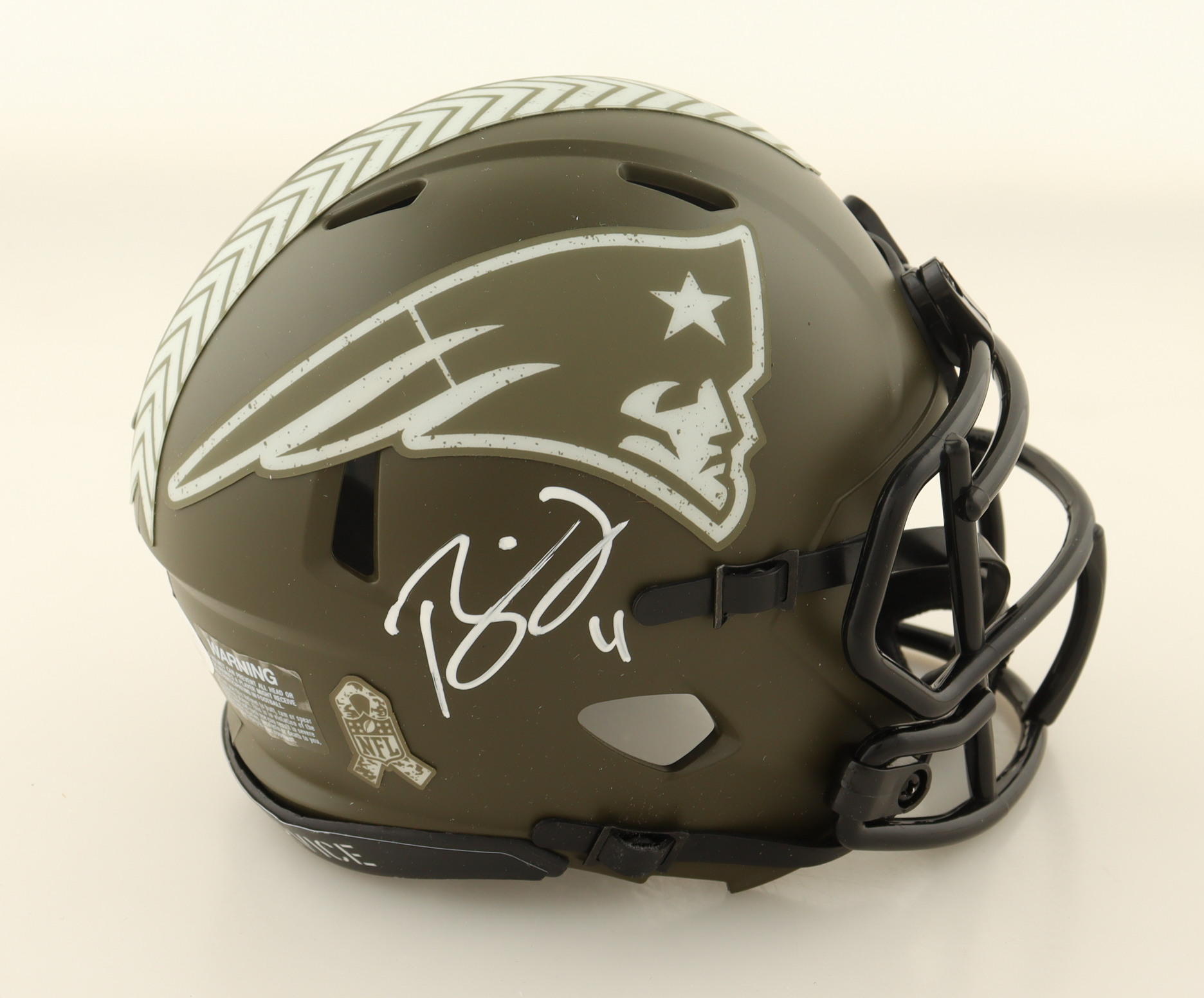 Bailey Zappe Signed Patriots Salute to Service Alternate Speed Mini Helmet (JSA) at PristineAuction.com Bailey Zappe Signed Patriots Salute to Service Alternate Speed Mini Helmet (JSA) at PristineAuction.com