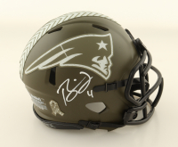 Bailey Zappe Signed Patriots Salute to Service Alternate Speed Mini Helmet (JSA) at PristineAuction.com