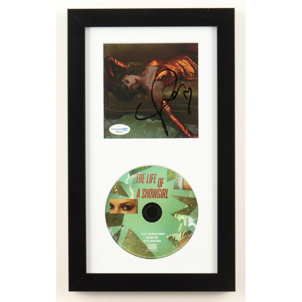 Taylor Swift Signed "The Life of a Showgirl" Custom Framed CD Insert Display (ACOA) at PristineAuction.com