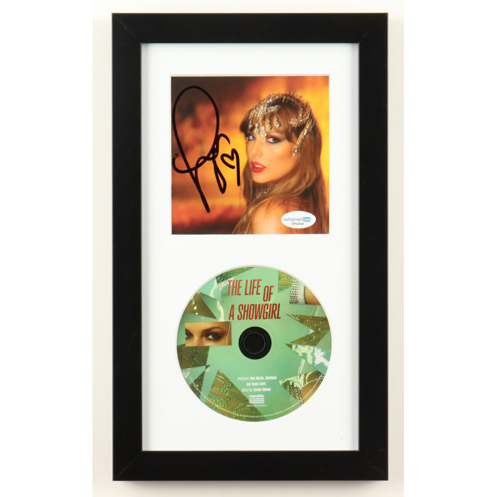 Taylor Swift Signed "The Life of a Showgirl" Custom Framed CD Insert Display (ACOA) at PristineAuction.com