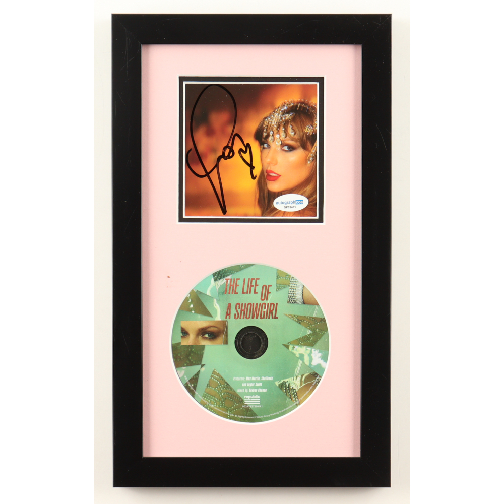 Taylor Swift Signed "The Life of a Showgirl" Custom Framed CD Insert Display (ACOA) at PristineAuction.com