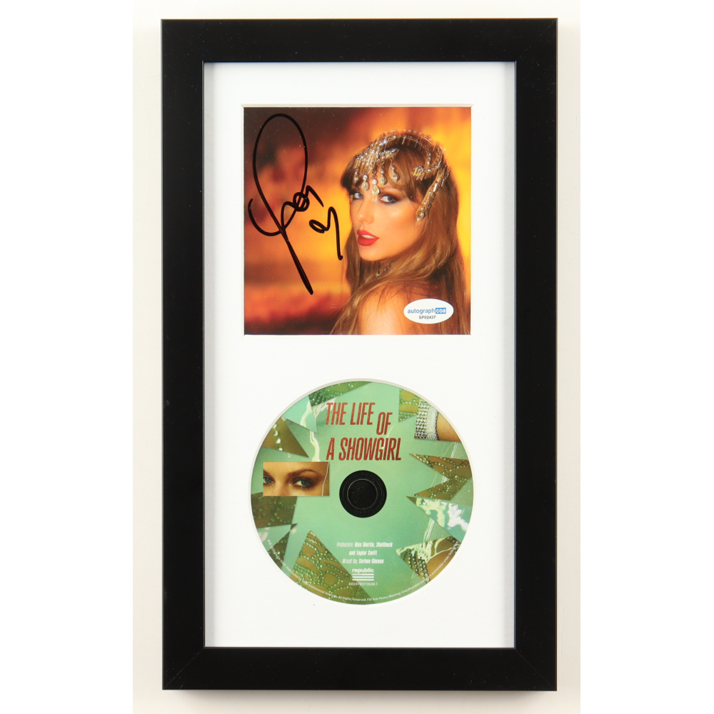 Taylor Swift Signed "The Life of a Showgirl" Custom Framed CD Insert Display (ACOA) at PristineAuction.com