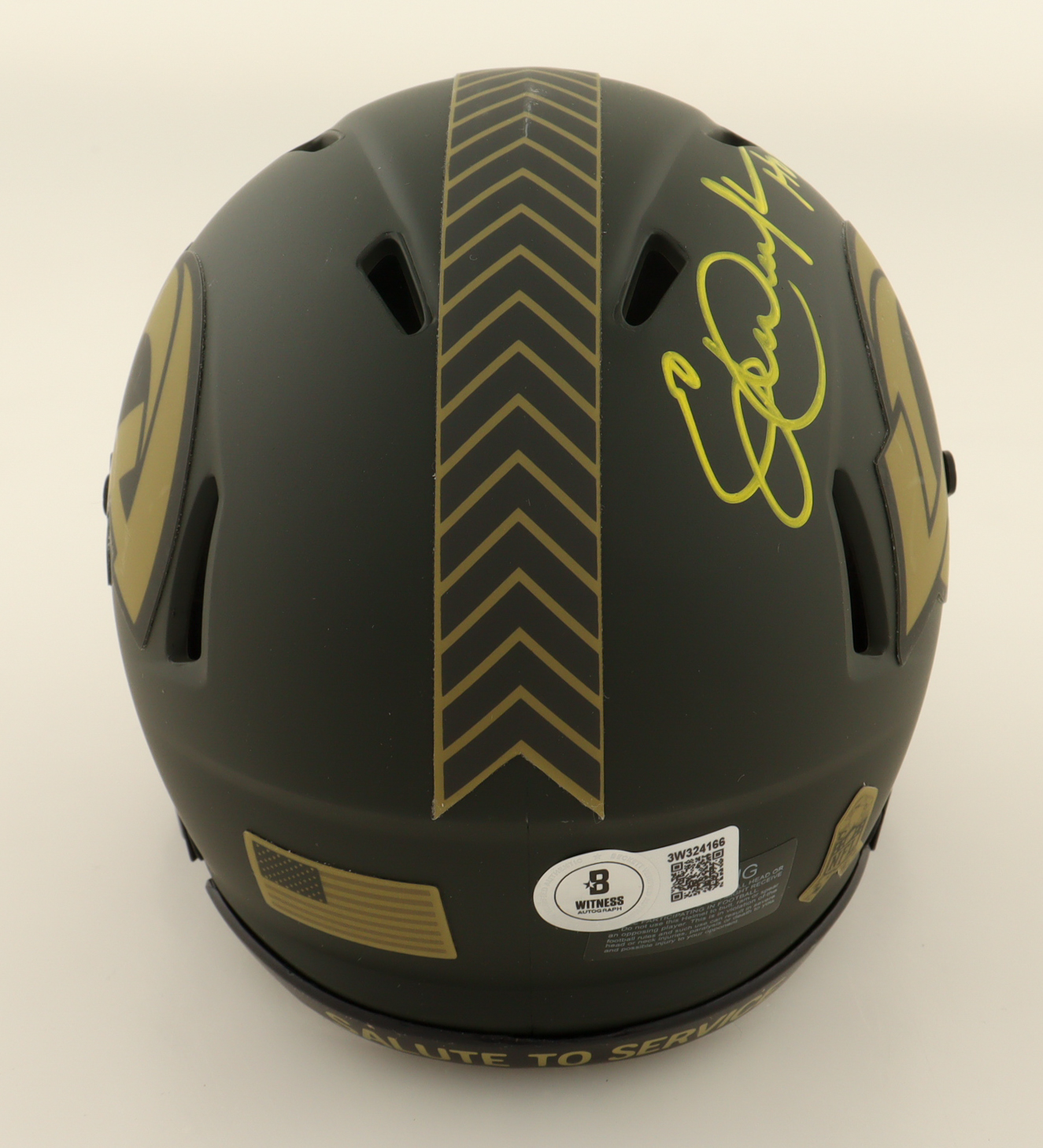 Eric Dickerson Signed Rams Salute To Service Alternate Speed Mini Helmet Inscribed "HOF 99" (Beckett) at PristineAuction.com Eric Dickerson Signed Rams Salute To Service Alternate Speed Mini Helmet Inscribed "HOF 99" (Beckett) at PristineAuction.com