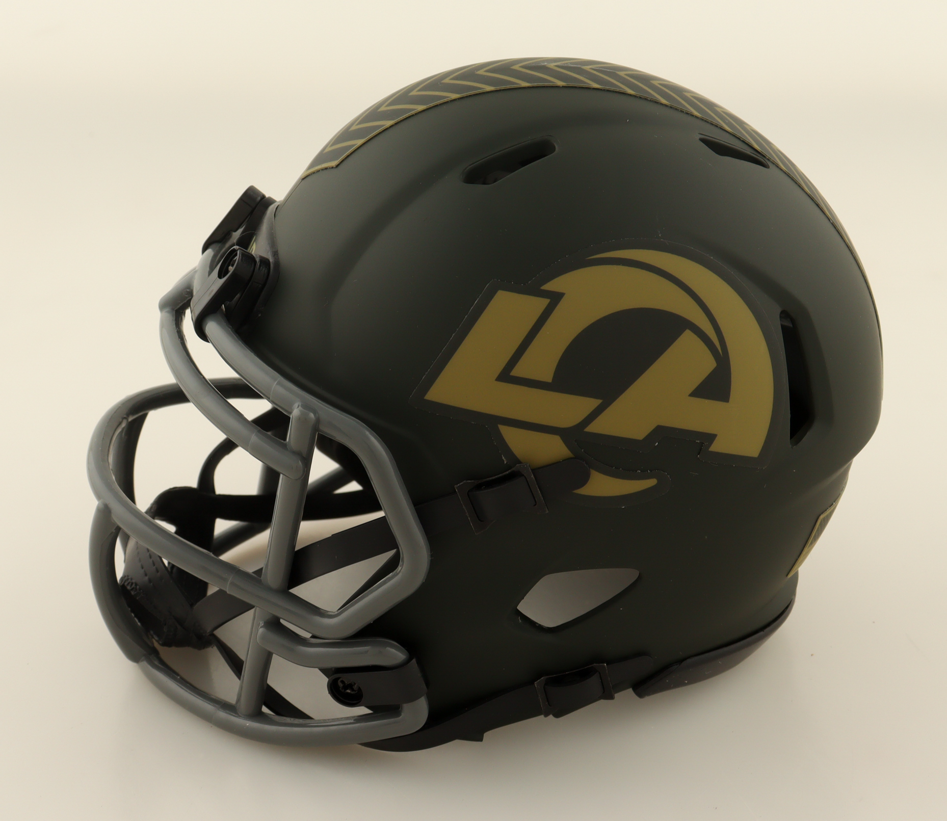 Eric Dickerson Signed Rams Salute To Service Alternate Speed Mini Helmet Inscribed "HOF 99" (Beckett) at PristineAuction.com Eric Dickerson Signed Rams Salute To Service Alternate Speed Mini Helmet Inscribed "HOF 99" (Beckett) at PristineAuction.com