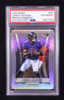 Lamar Jackson Signed 2022 Panini Prizm Prizm Flashback #PF5 (PSA) at PristineAuction.com
