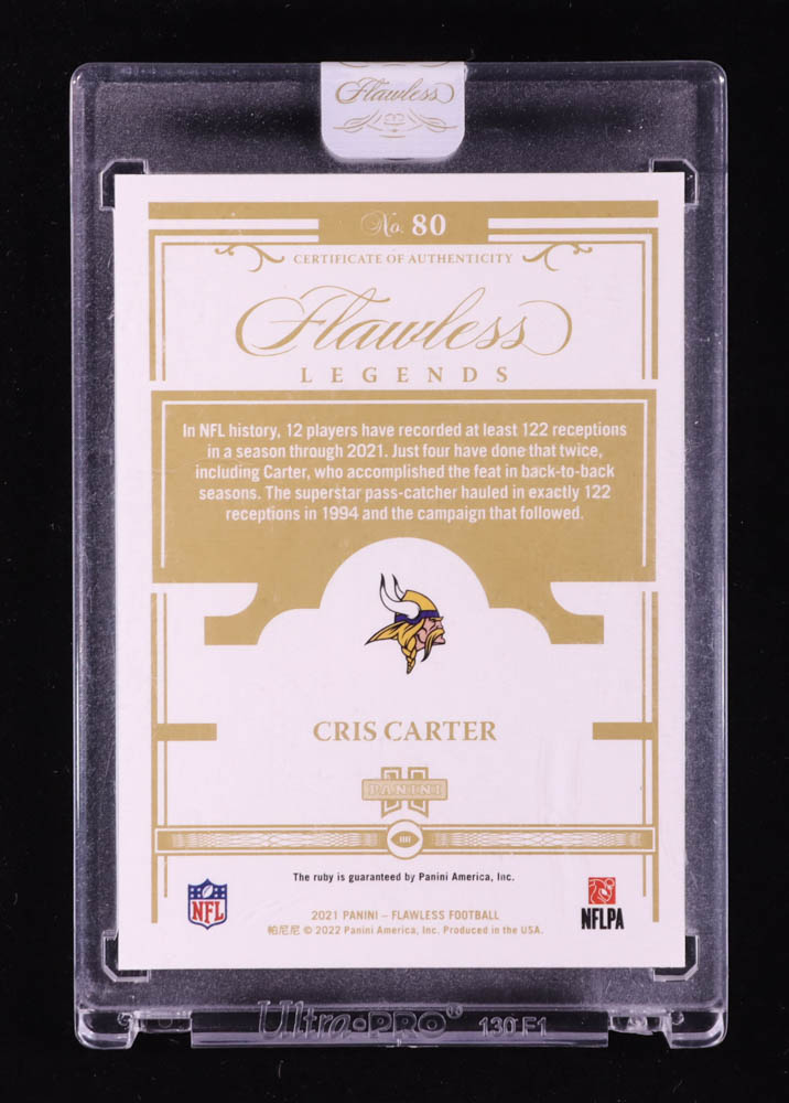 Cris Carter 2021 Panini Flawless #80 #12/20 at PristineAuction.com Cris Carter 2021 Panini Flawless #80 #12/20 at PristineAuction.com