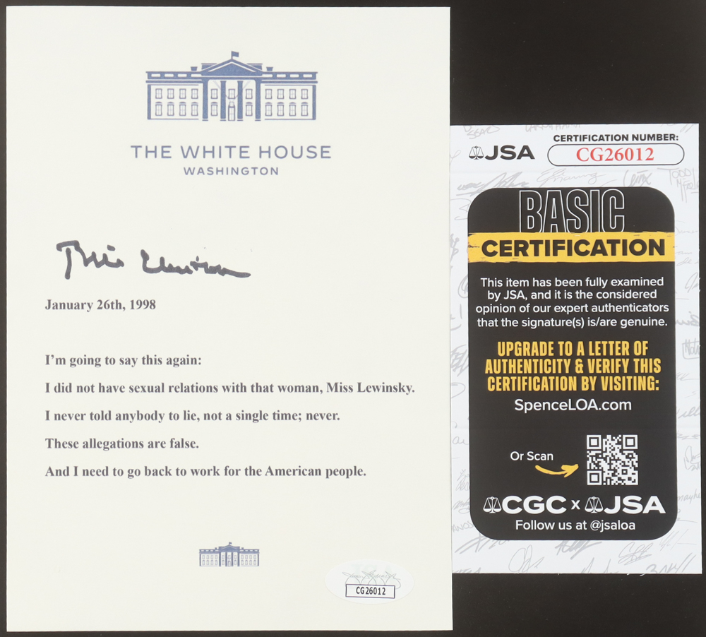 Bill Clinton Signed White House Postcard (JSA) at PristineAuction.com Bill Clinton Signed White House Postcard (JSA) at PristineAuction.com