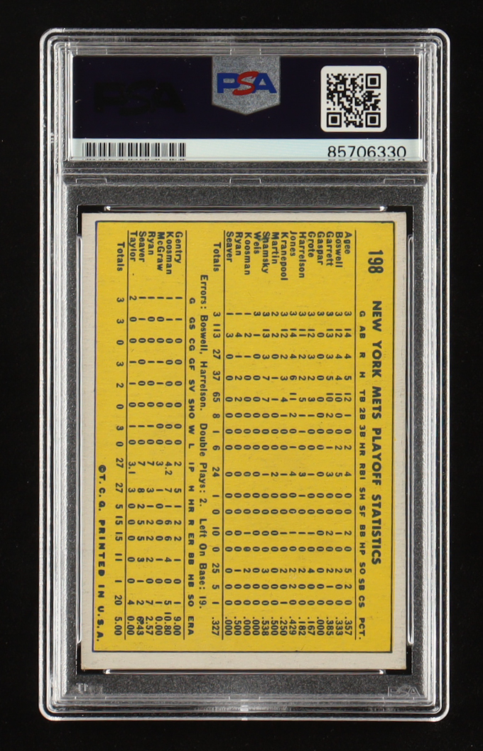 Nolan Ryan Signed 1970 Topps #198 NL Playoff Summary / Mets Celebrate w / Nolan Ryan (PSA | Auto 10) at PristineAuction.com Nolan Ryan Signed 1970 Topps #198 NL Playoff Summary / Mets Celebrate w / Nolan Ryan (PSA | Auto 10) at PristineAuction.com