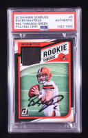Baker Mayfield Signed 2018 Donruss Rookie Threads Green #3 RC (PSA) at PristineAuction.com