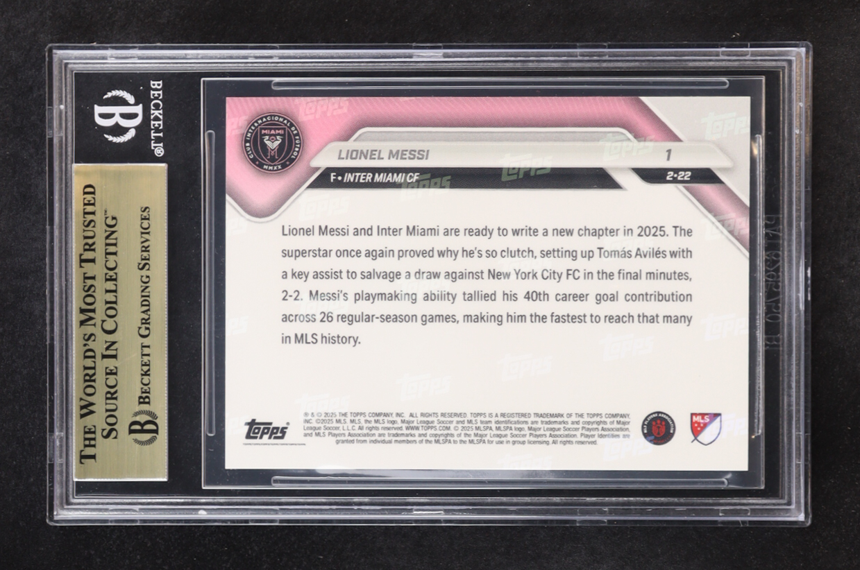 Lionel Messi 2025 Topps Now MLS #1 (BGS 9.5) at PristineAuction.com Lionel Messi 2025 Topps Now MLS #1 (BGS 9.5) at PristineAuction.com