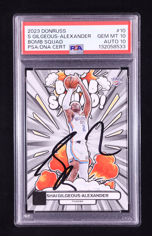 Shai Gilgeous-Alexander Signed 2023-24 Donruss Bomb Squad #10 (PSA 10 | Auto 10) at PristineAuction.com Shai Gilgeous-Alexander Signed 2023-24 Donruss Bomb Squad #10 (PSA 10 | Auto 10) at PristineAuction.com