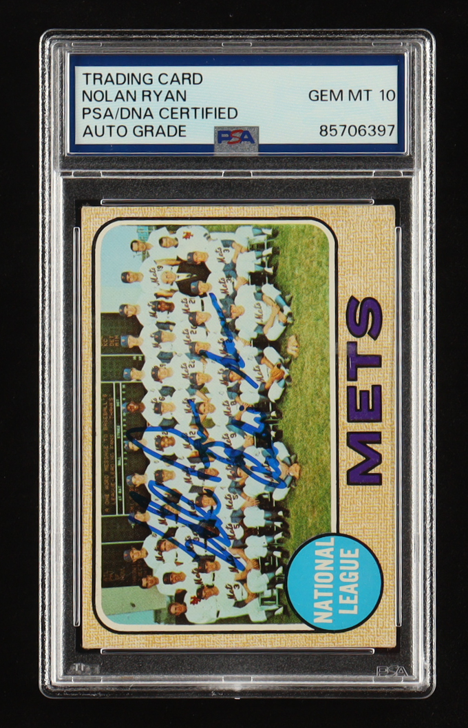 Nolan Ryan Signed 1968 Topps #401 Mets Team "Miracle Mets" (PSA | Auto 10) at PristineAuction.com Nolan Ryan Signed 1968 Topps #401 Mets Team "Miracle Mets" (PSA | Auto 10) at PristineAuction.com