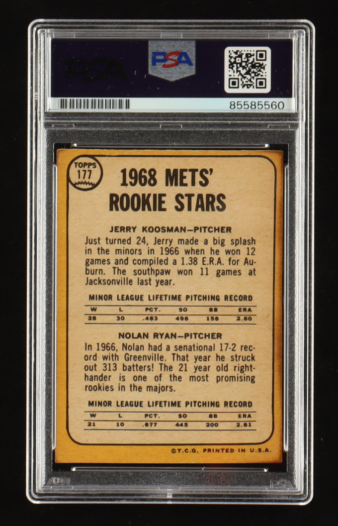 Nolan Ryan Signed 1968 Topps Rookie Stars Inscribed "324 Wins 5,714 K'S And 7 No-Hitters" #177 RC (PSA | Autograph Graded PSA 10) at PristineAuction.com Nolan Ryan Signed 1968 Topps Rookie Stars Inscribed "324 Wins 5,714 K'S And 7 No-Hitters" #177 RC (PSA | Autograph Graded PSA 10) at PristineAuction.com