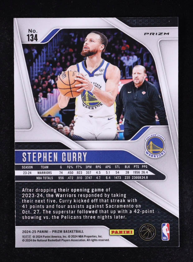 Stephen Curry 2024-25 Panini Prizm Red White & Blue #134 at PristineAuction.com Stephen Curry 2024-25 Panini Prizm Red White & Blue #134 at PristineAuction.com