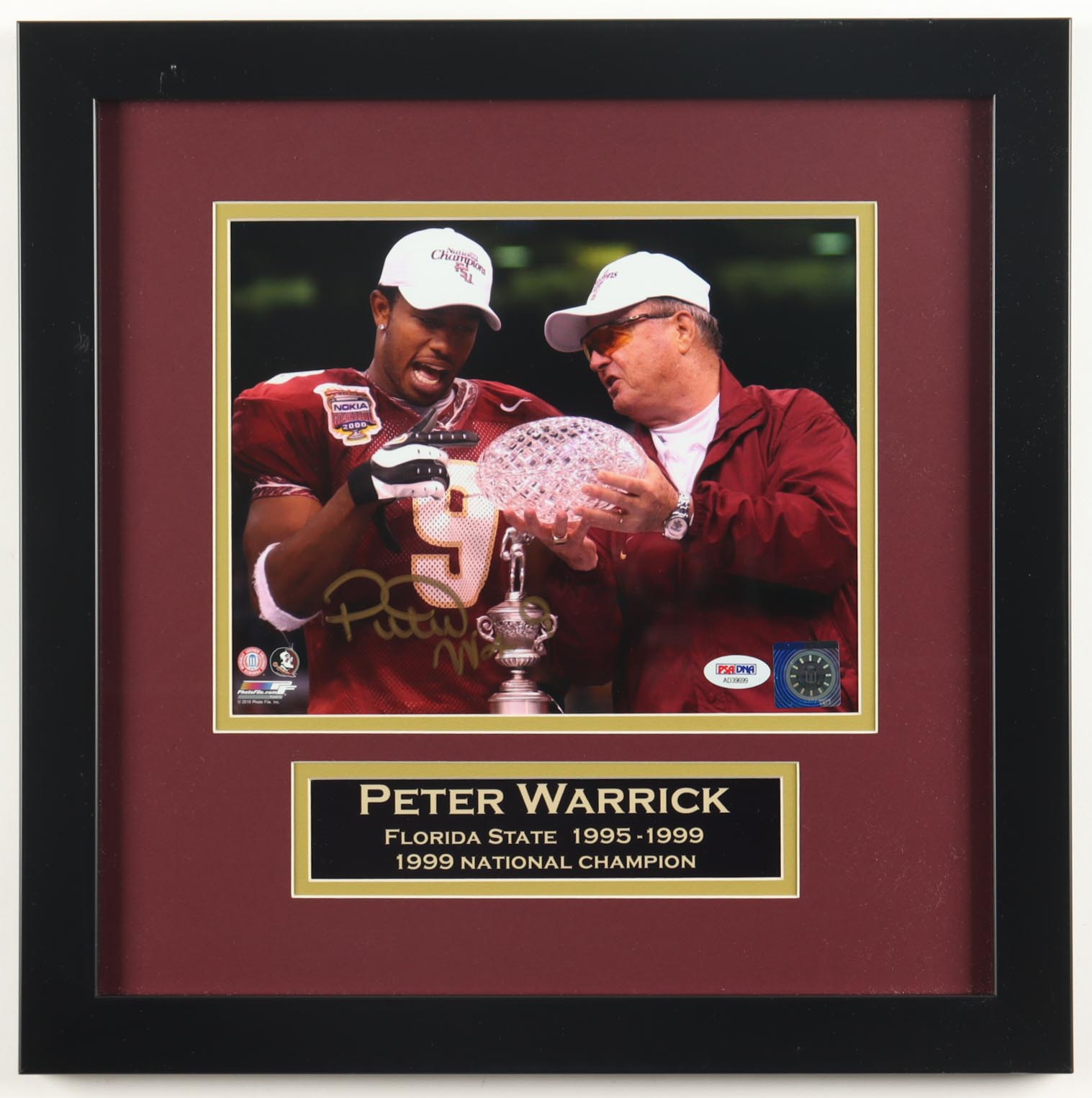 Peter Warrick Signed Florida State Seminoles Custom Framed Photo Display (PSA) at PristineAuction.com Peter Warrick Signed Florida State Seminoles Custom Framed Photo Display (PSA) at PristineAuction.com