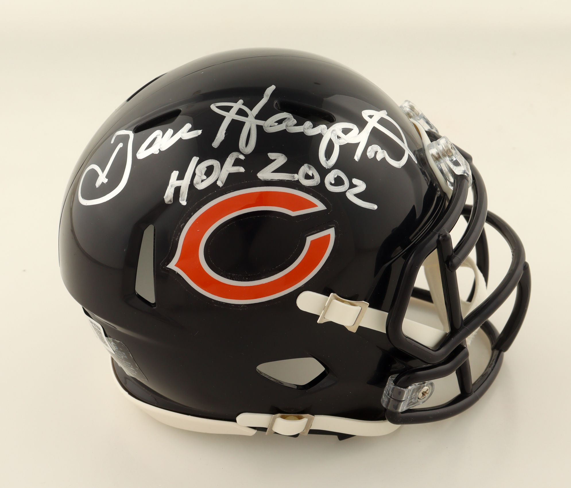 Dan Hampton Signed Bears Speed Mini Helmet Inscribed "HOF 2002" (Beckett) at PristineAuction.com Dan Hampton Signed Bears Speed Mini Helmet Inscribed "HOF 2002" (Beckett) at PristineAuction.com