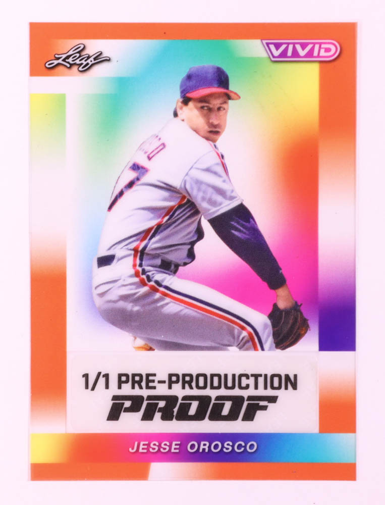 Jesse Orosco 2023 Leaf Vivid Clear Orange Pre-Production Proof #NNO #1/1 at PristineAuction.com Jesse Orosco 2023 Leaf Vivid Clear Orange Pre-Production Proof #NNO #1/1 at PristineAuction.com