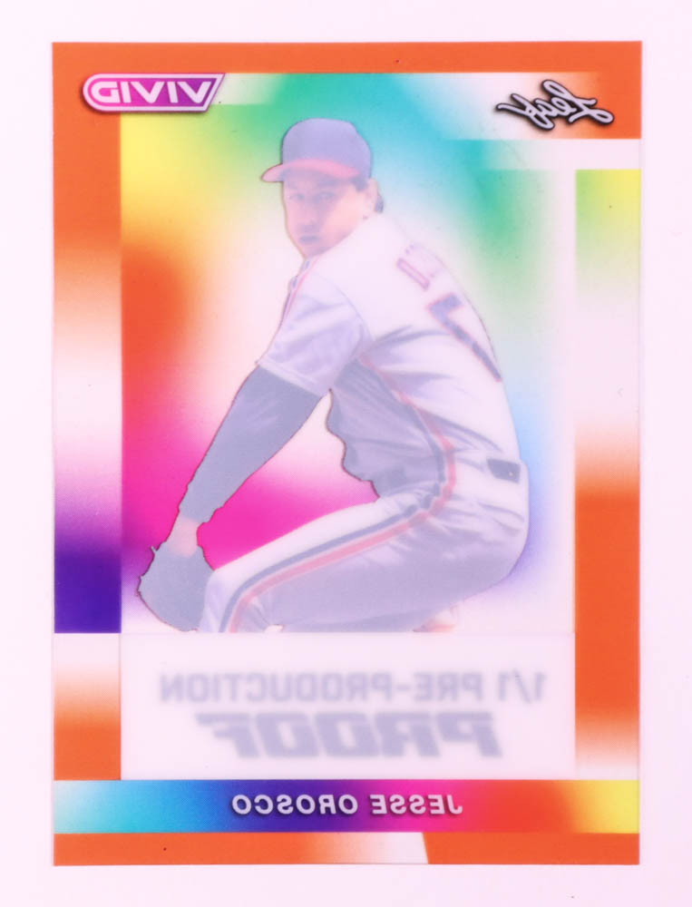 Jesse Orosco 2023 Leaf Vivid Clear Orange Pre-Production Proof #NNO #1/1 at PristineAuction.com Jesse Orosco 2023 Leaf Vivid Clear Orange Pre-Production Proof #NNO #1/1 at PristineAuction.com