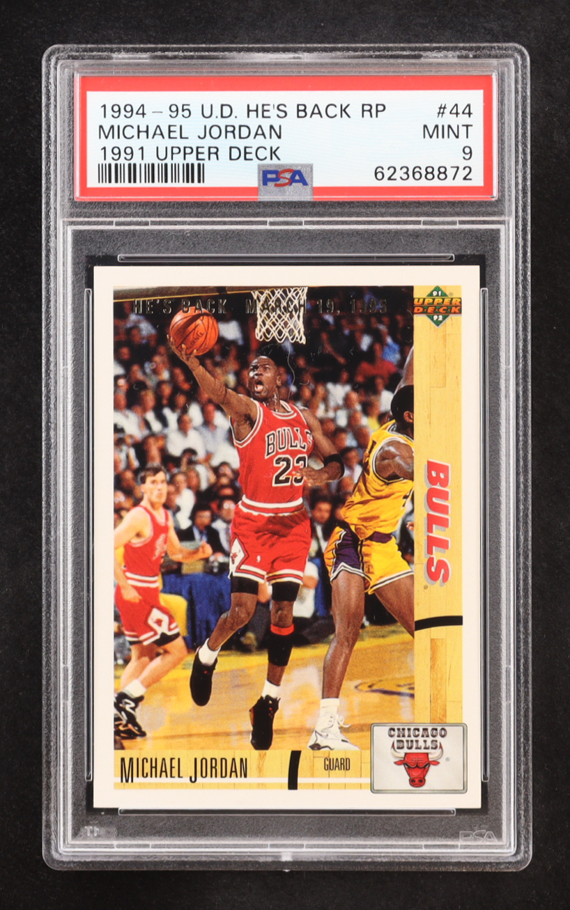 Michael Jordan 1994-95 U.D. He's Back RP 1991 Upper Deck #44 (PSA 9) at PristineAuction.com Michael Jordan 1994-95 U.D. He's Back RP 1991 Upper Deck #44 (PSA 9) at PristineAuction.com