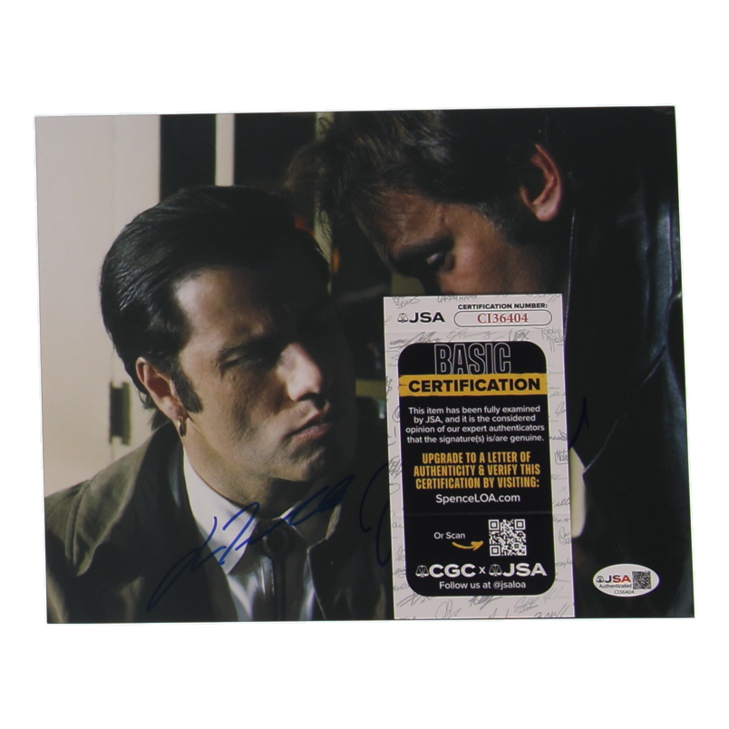 John Travolta & Quentin Tarantino Signed "Pulp Fiction" 8x10 Photo (JSA) at PristineAuction.com John Travolta & Quentin Tarantino Signed "Pulp Fiction" 8x10 Photo (JSA) at PristineAuction.com