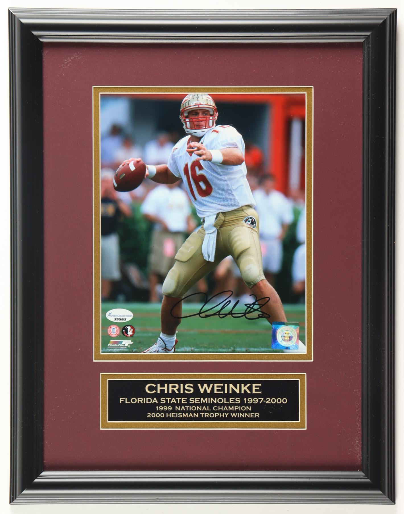 Chris Weinke Signed Florida State Seminoles Custom Framed Photo Display (SportsCollectibles) at PristineAuction.com Chris Weinke Signed Florida State Seminoles Custom Framed Photo Display (SportsCollectibles) at PristineAuction.com