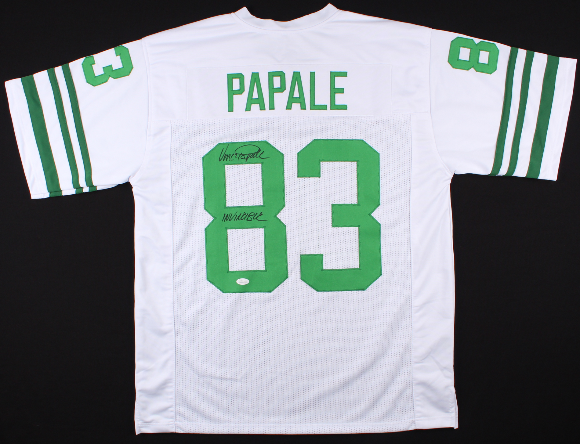Vince Papale Signed Eagles Jersey Inscribed "Invincible" (JSA) at PristineAuction.com Vince Papale Signed Eagles Jersey Inscribed "Invincible" (JSA) at PristineAuction.com