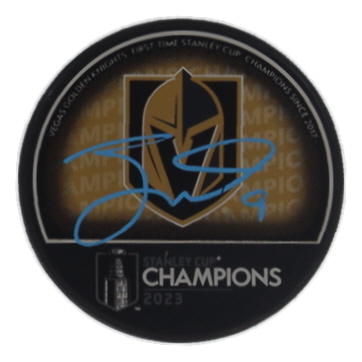 Jack Eichel Signed Golden Knights 2023 Stanley Cup Champions Logo Hockey Puck (Fanatics) at PristineAuction.com Jack Eichel Signed Golden Knights 2023 Stanley Cup Champions Logo Hockey Puck (Fanatics) at PristineAuction.com