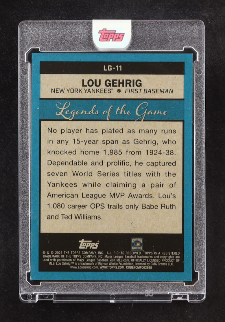 Lou Gehrig 2023 Topps Legends of the Game #LG11 #41/299 at PristineAuction.com Lou Gehrig 2023 Topps Legends of the Game #LG11 #41/299 at PristineAuction.com