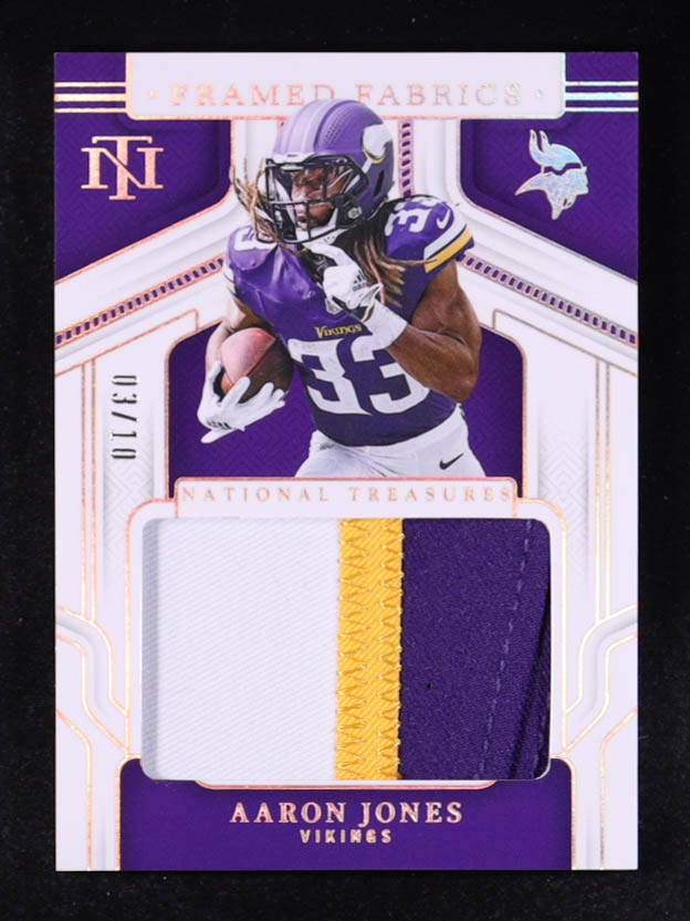 Aaron Jones 2024 Panini National Treasures Framed Fabric Holo Gold #26 #03/10 at PristineAuction.com Aaron Jones 2024 Panini National Treasures Framed Fabric Holo Gold #26 #03/10 at PristineAuction.com