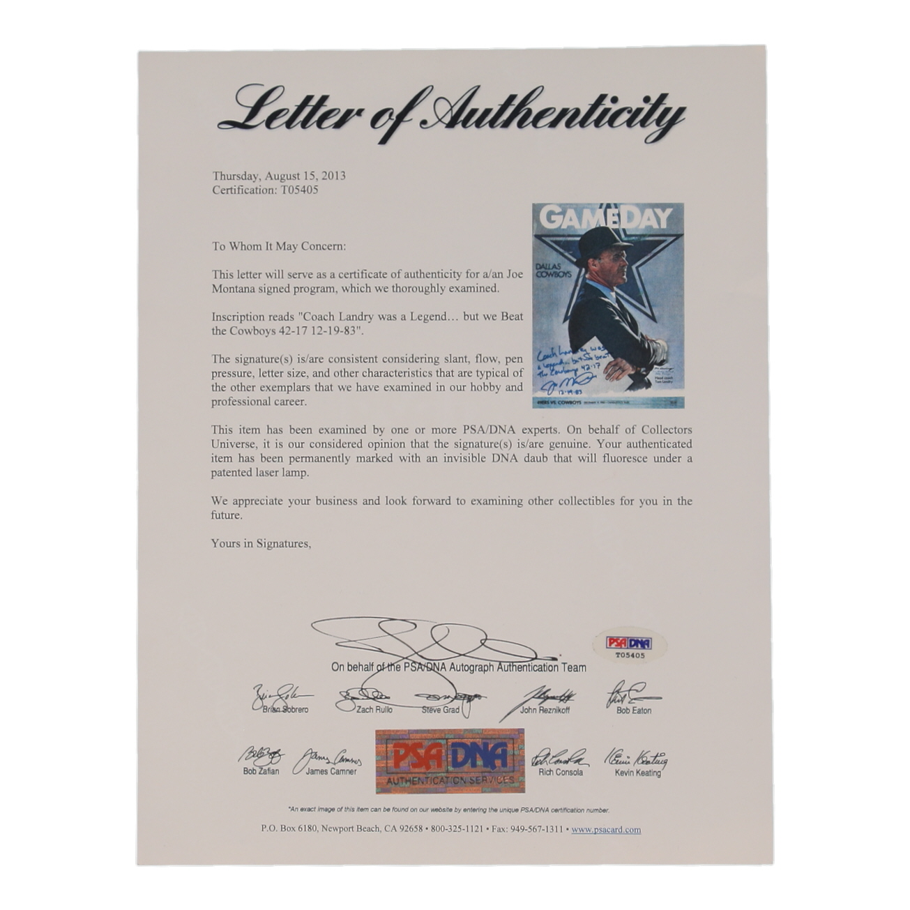 Joe Montana Signed 1983 GameDay Magazine with 49ers Victory Anecdote Inscription (Beckett) at PristineAuction.com Joe Montana Signed 1983 GameDay Magazine with 49ers Victory Anecdote Inscription (Beckett) at PristineAuction.com