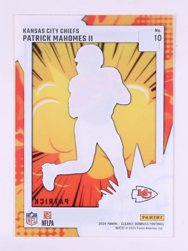 Patrick Mahomes II 2024 Clearly Donruss Clearly Bomb Squad #10 at PristineAuction.com Patrick Mahomes II 2024 Clearly Donruss Clearly Bomb Squad #10 at PristineAuction.com