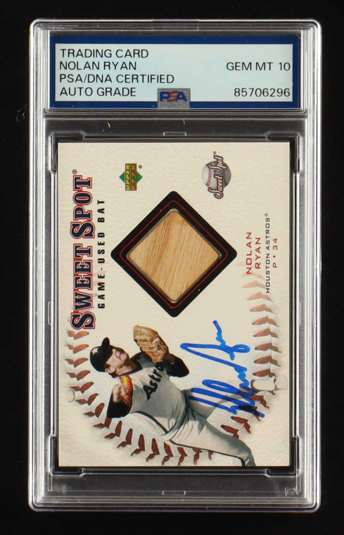 Nolan Ryan Signed 2001 Upper Deck Sweet Spot Game Bat #B-NR (PSA | Auto 10) at PristineAuction.com Nolan Ryan Signed 2001 Upper Deck Sweet Spot Game Bat #B-NR (PSA | Auto 10) at PristineAuction.com
