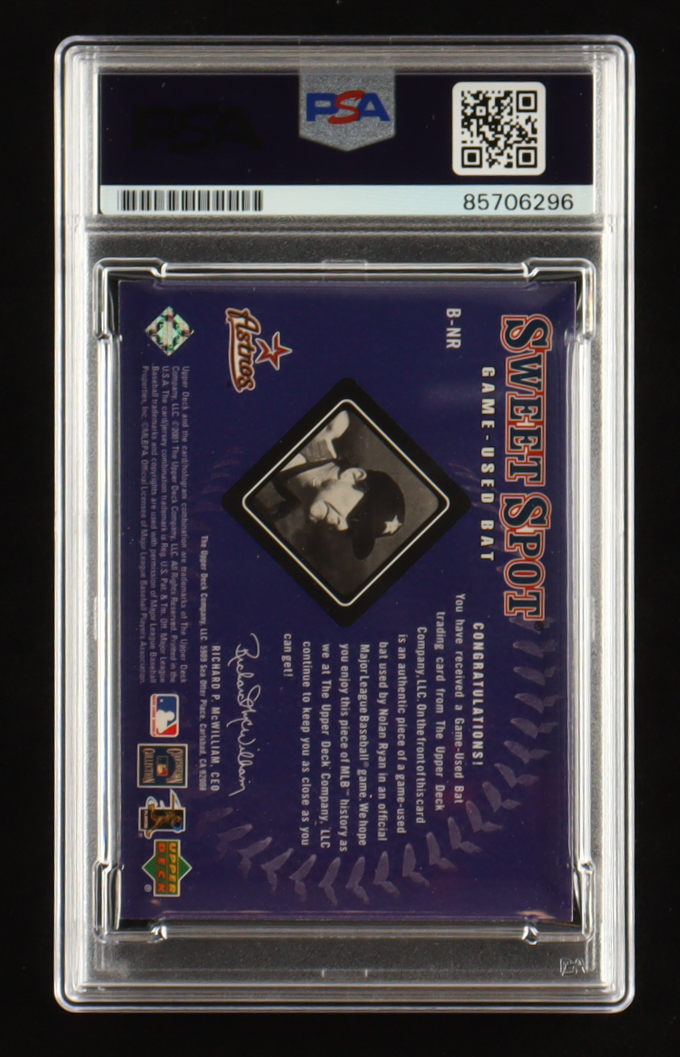 Nolan Ryan Signed 2001 Upper Deck Sweet Spot Game Bat #B-NR (PSA | Auto 10) at PristineAuction.com Nolan Ryan Signed 2001 Upper Deck Sweet Spot Game Bat #B-NR (PSA | Auto 10) at PristineAuction.com