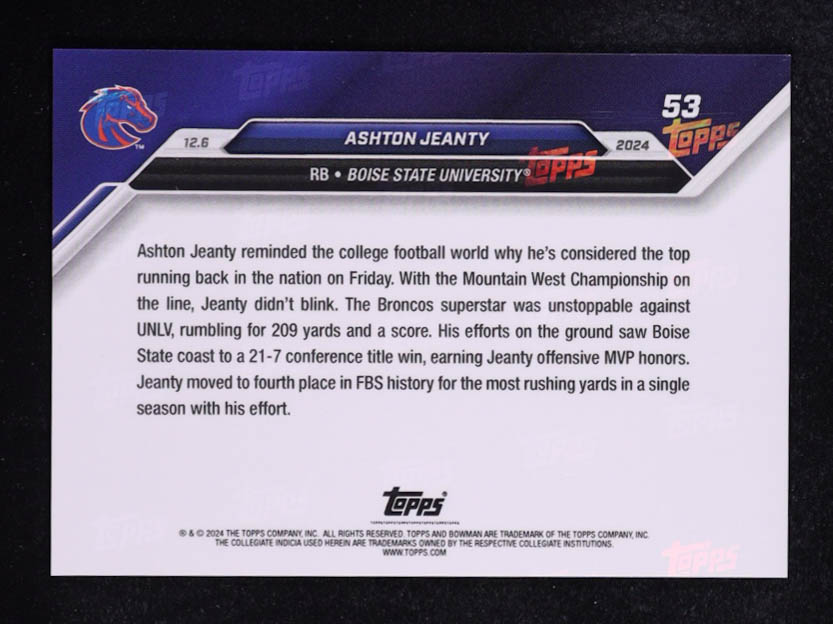 Ashton Jeanty 2024 Bowman University Now #53 RC at PristineAuction.com Ashton Jeanty 2024 Bowman University Now #53 RC at PristineAuction.com