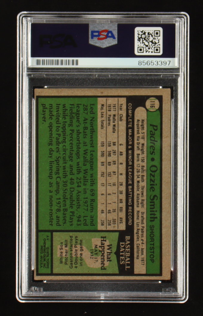 Ozzie Smith Signed 1979 Topps #116 RC (PSA | Auto 10) at PristineAuction.com Ozzie Smith Signed 1979 Topps #116 RC (PSA | Auto 10) at PristineAuction.com