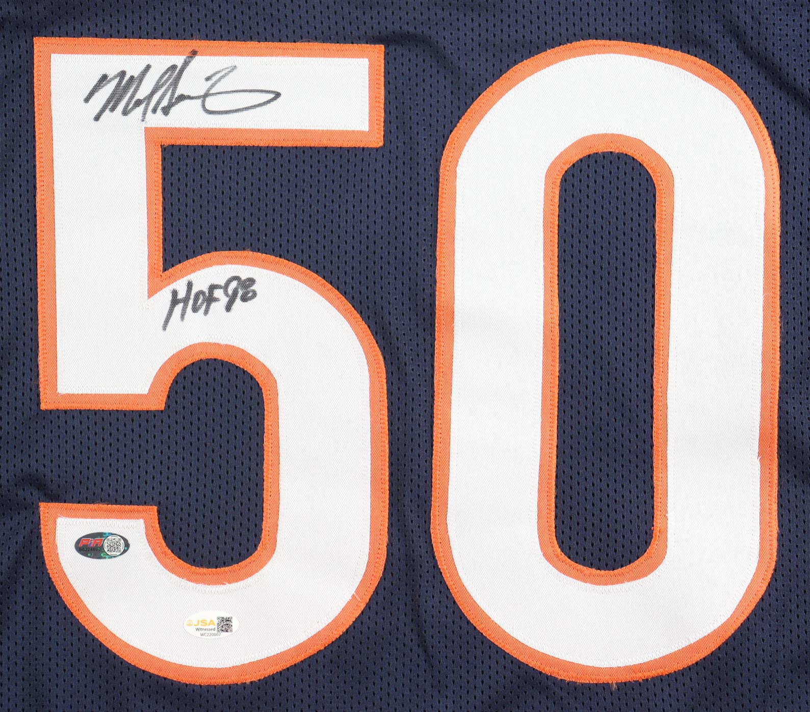 Mike Singletary Signed Jersey Inscribed "HOF 98" (JSA) at PristineAuction.com Mike Singletary Signed Jersey Inscribed "HOF 98" (JSA) at PristineAuction.com