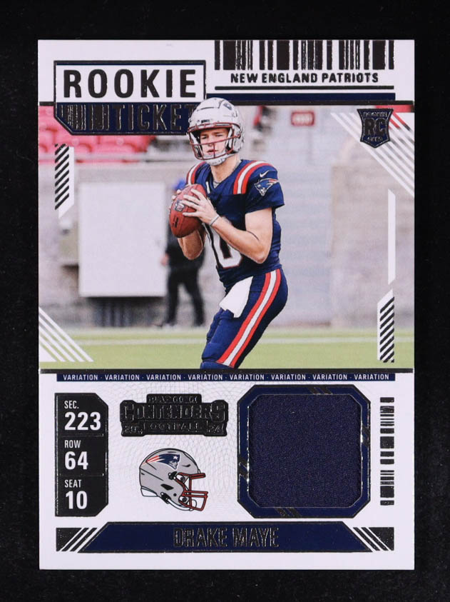 Drake Maye 2024 Panini Contenders Rookie Ticket Swatch #RTS-DME RC at PristineAuction.com Drake Maye 2024 Panini Contenders Rookie Ticket Swatch #RTS-DME RC at PristineAuction.com