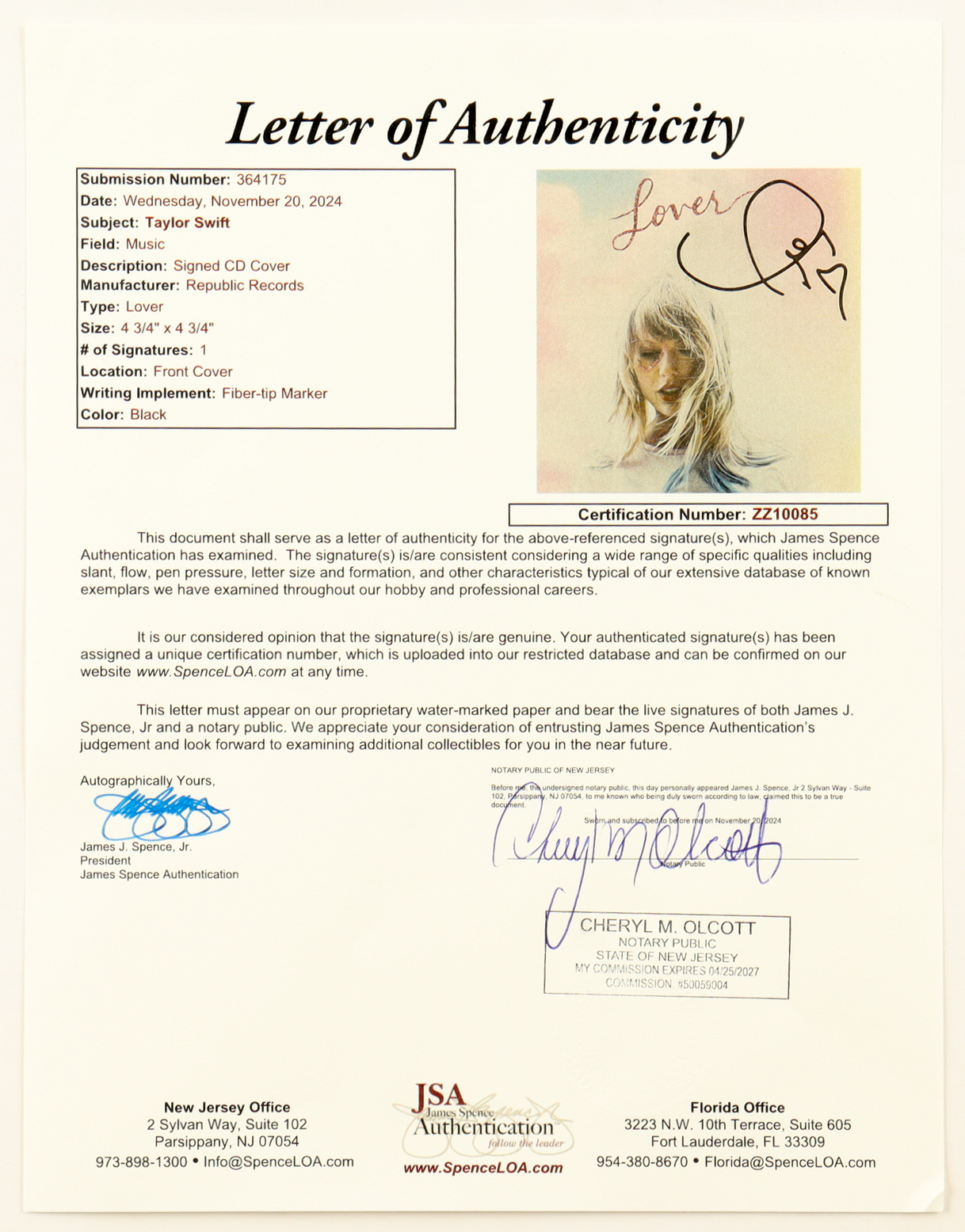 Taylor Swift Signed Custom Framed "Lover" CD Album Insert Display With Disc Case (JSA) at PristineAuction.com Taylor Swift Signed Custom Framed "Lover" CD Album Insert Display With Disc Case (JSA) at PristineAuction.com