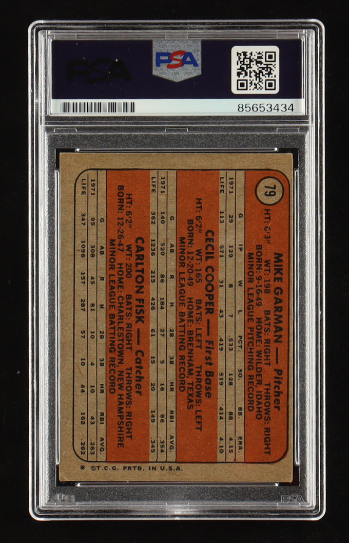 Carlton Fisk Signed 1972 Topps #79 Rookie Stars / Mike Garman / Cecil Cooper RC / Carlton Fisk RC (PSA | Auto 10) at PristineAuction.com Carlton Fisk Signed 1972 Topps #79 Rookie Stars / Mike Garman / Cecil Cooper RC / Carlton Fisk RC (PSA | Auto 10) at PristineAuction.com
