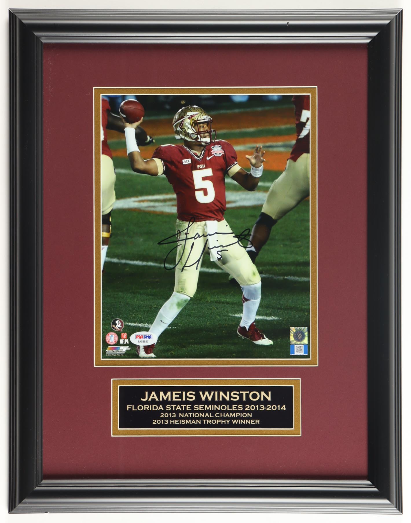 Jameis Winston Signed Florida State Seminoles Custom Framed Photo Display (PSA) at PristineAuction.com Jameis Winston Signed Florida State Seminoles Custom Framed Photo Display (PSA) at PristineAuction.com