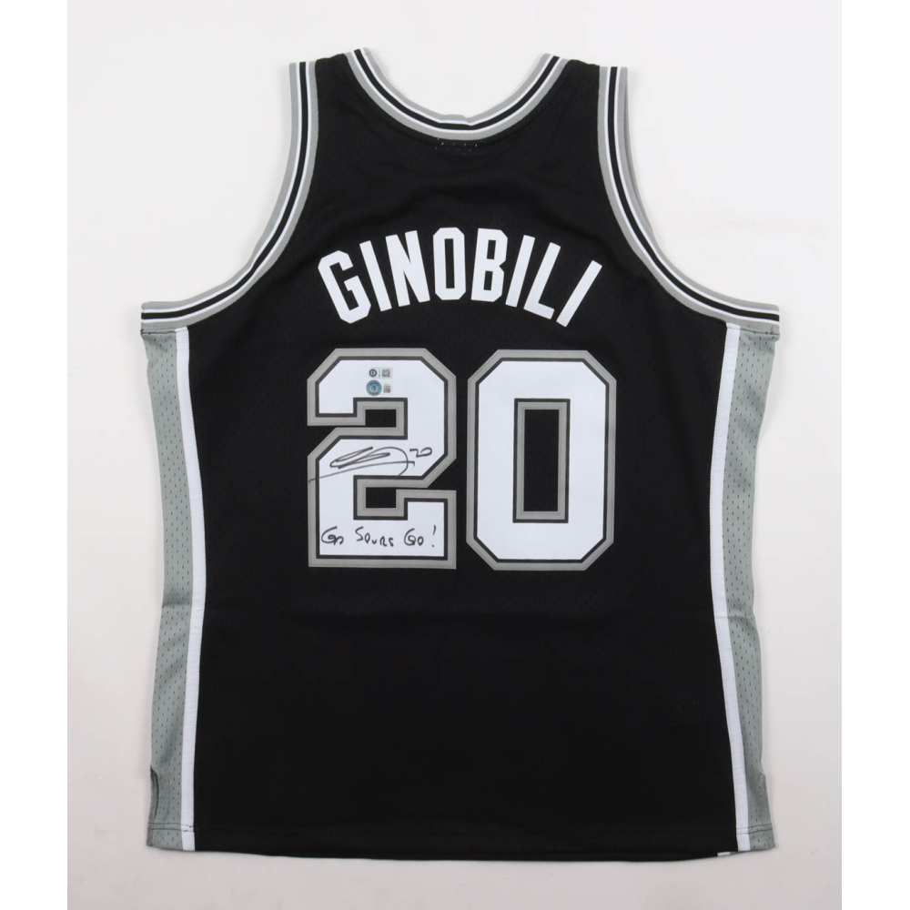 Manu Ginobili Signed Spurs Mitchell & Ness Authentic Jersey Inscribed "Go Spurs Go!" (Beckett & Ginobili ) at PristineAuction.com