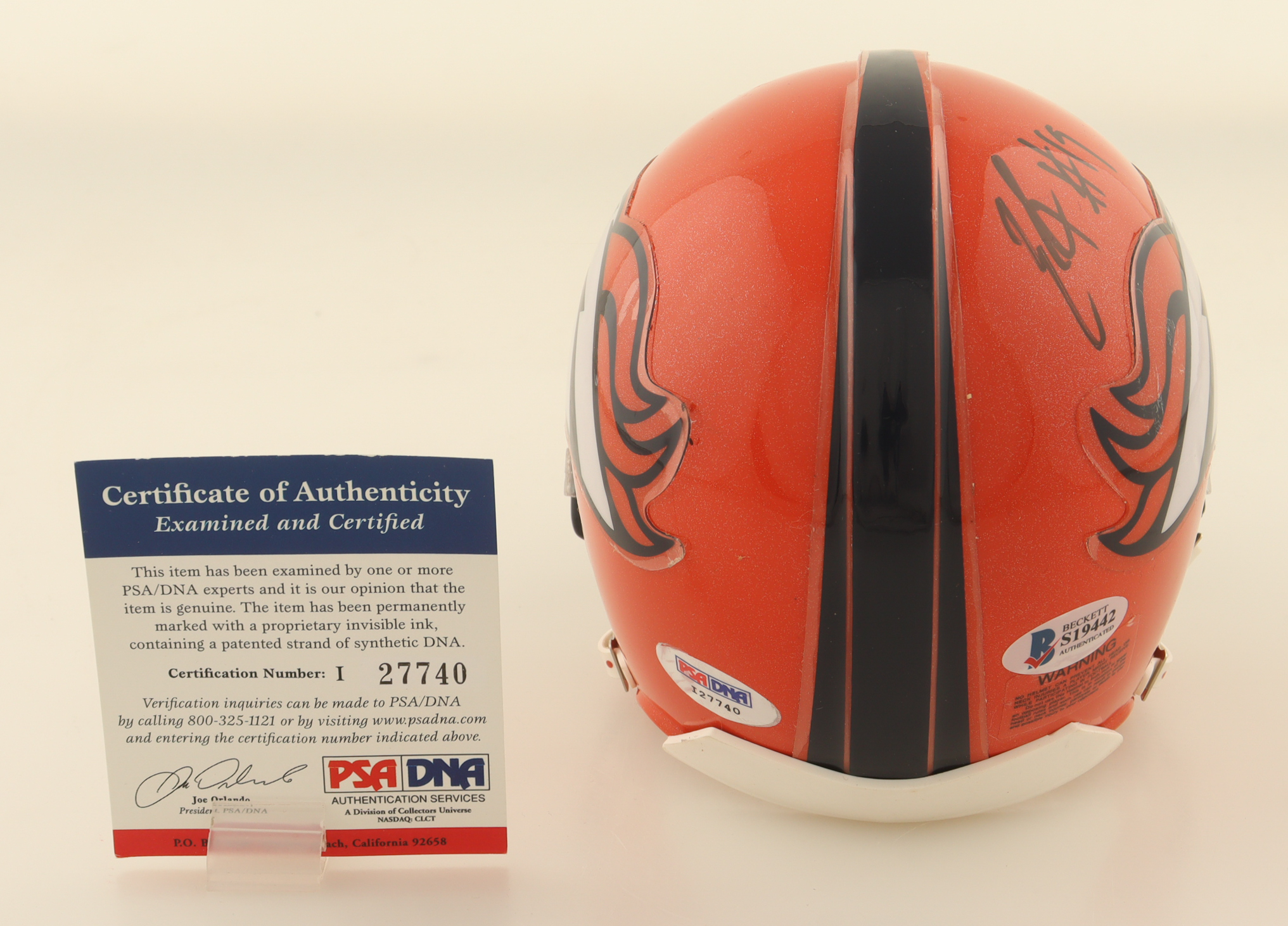 Brandon Marshall & Eddie Royal Signed Broncos Flash Alternate Mini Helmet (Beckett & PSA) at PristineAuction.com Brandon Marshall & Eddie Royal Signed Broncos Flash Alternate Mini Helmet (Beckett & PSA) at PristineAuction.com