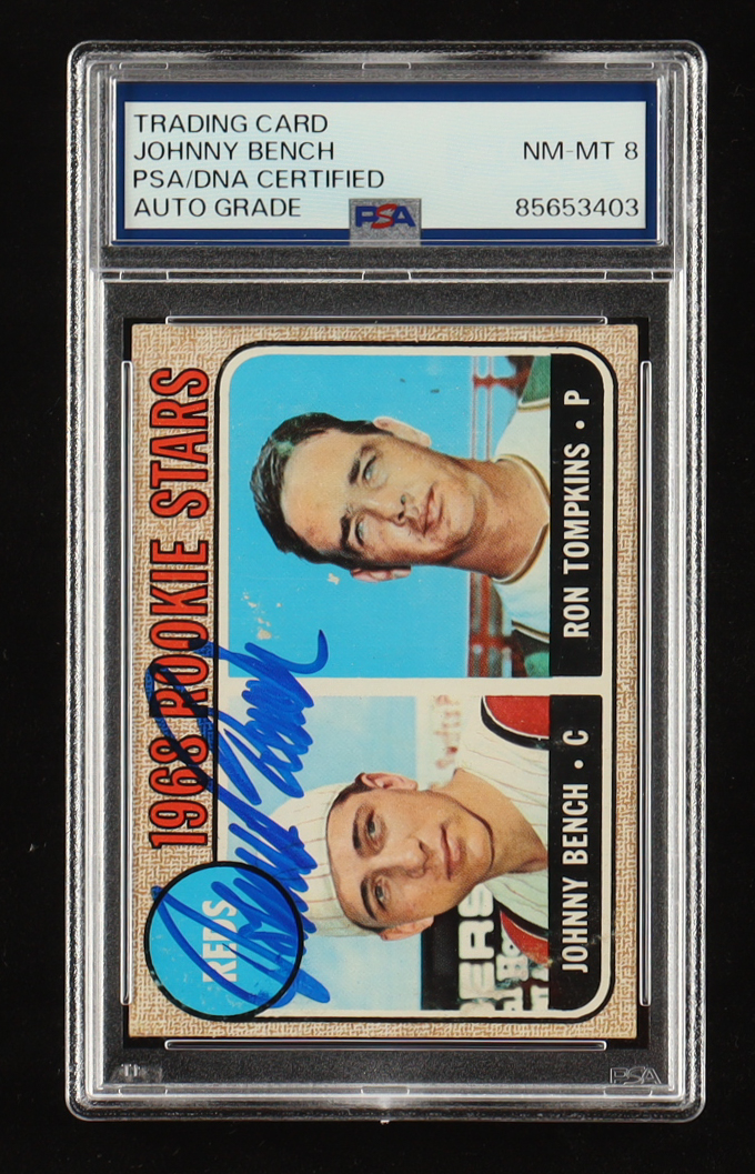 Johnny Bench Signed 1968 Topps Rookie Stars #247 RC (PSA | Autograph Grade 8) at PristineAuction.com Johnny Bench Signed 1968 Topps Rookie Stars #247 RC (PSA | Autograph Grade 8) at PristineAuction.com