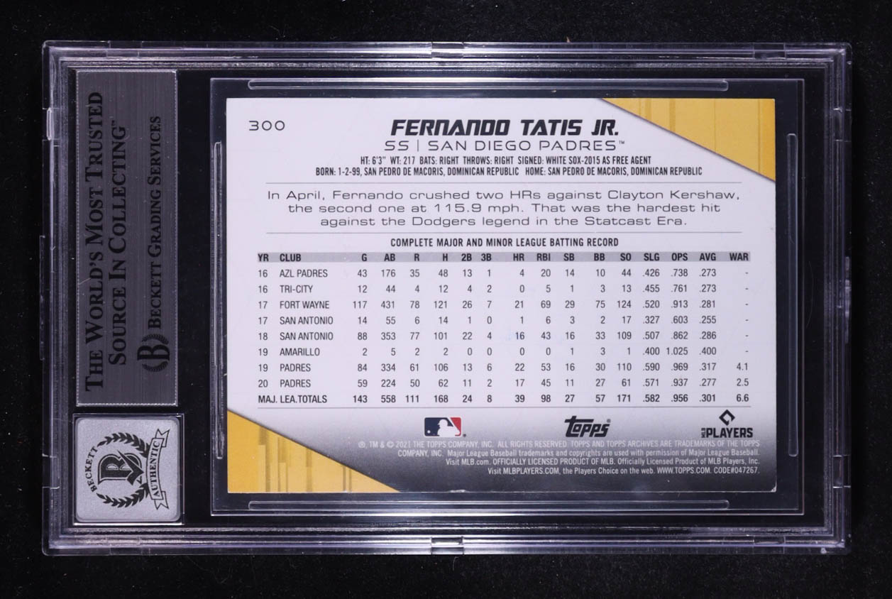 Fernando Tatis Jr. Signed 2021 Topps Archives #300 (BGS | Auto 10) at PristineAuction.com Fernando Tatis Jr. Signed 2021 Topps Archives #300 (BGS | Auto 10) at PristineAuction.com